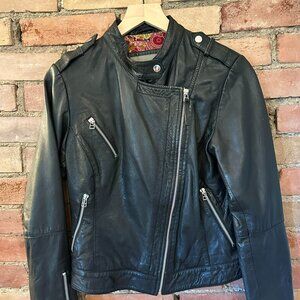 🖤 BOD & CHRISTENSEN Black Leather Biker Jacket – Size M 🖤